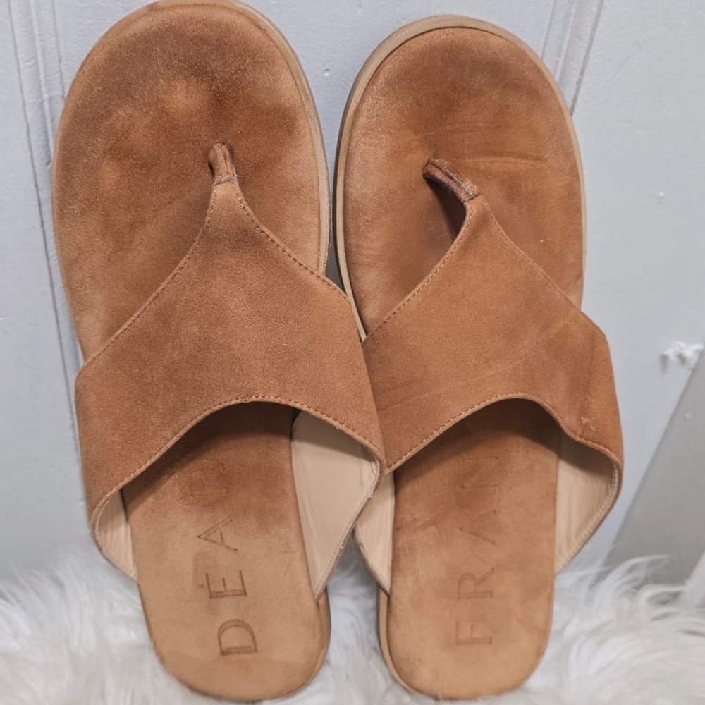 Dear Frances Italian Leather Brown Slip On Sandals Size 38🌴